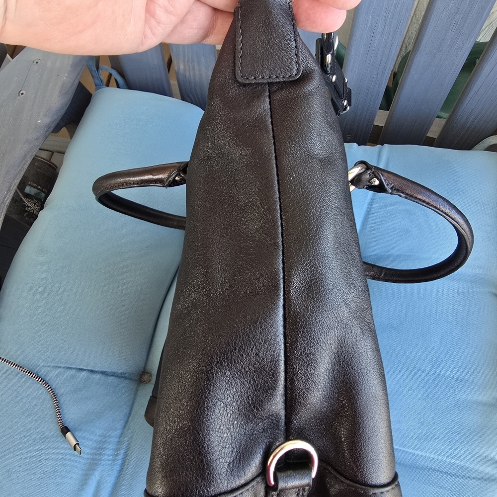 Coach Ashley Black Leather Satchel Shoulder Bag Great Condition Purple Lining - Picture 4 of 15